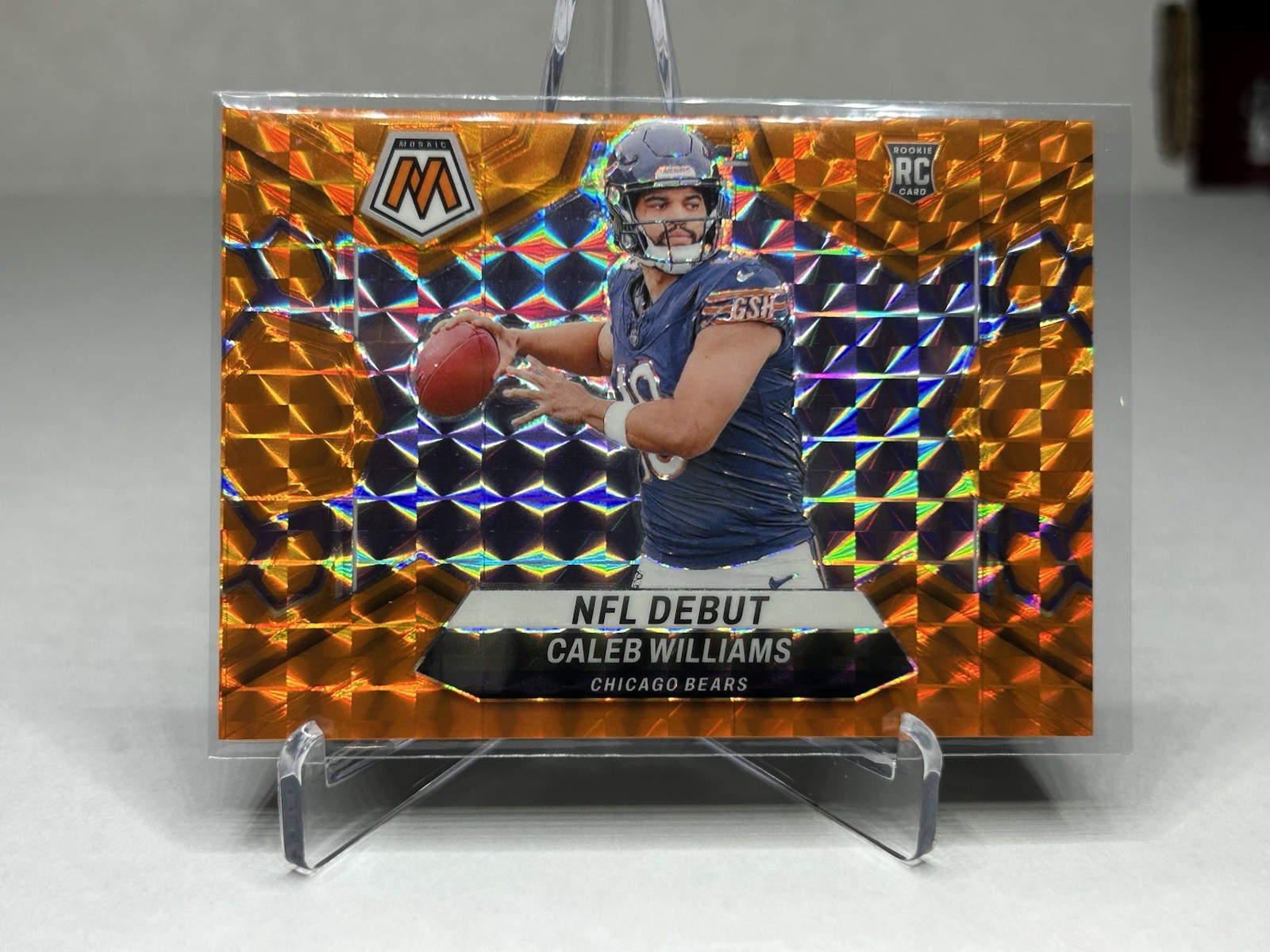 2024 Panini Mosaic Caleb Williams NFL Debut Orange /199 Rookie Color Match Bears
