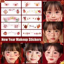 6pcs New Year's Eve Face Stickers Cute Stickers Performance Stickers Tattoo U0I2