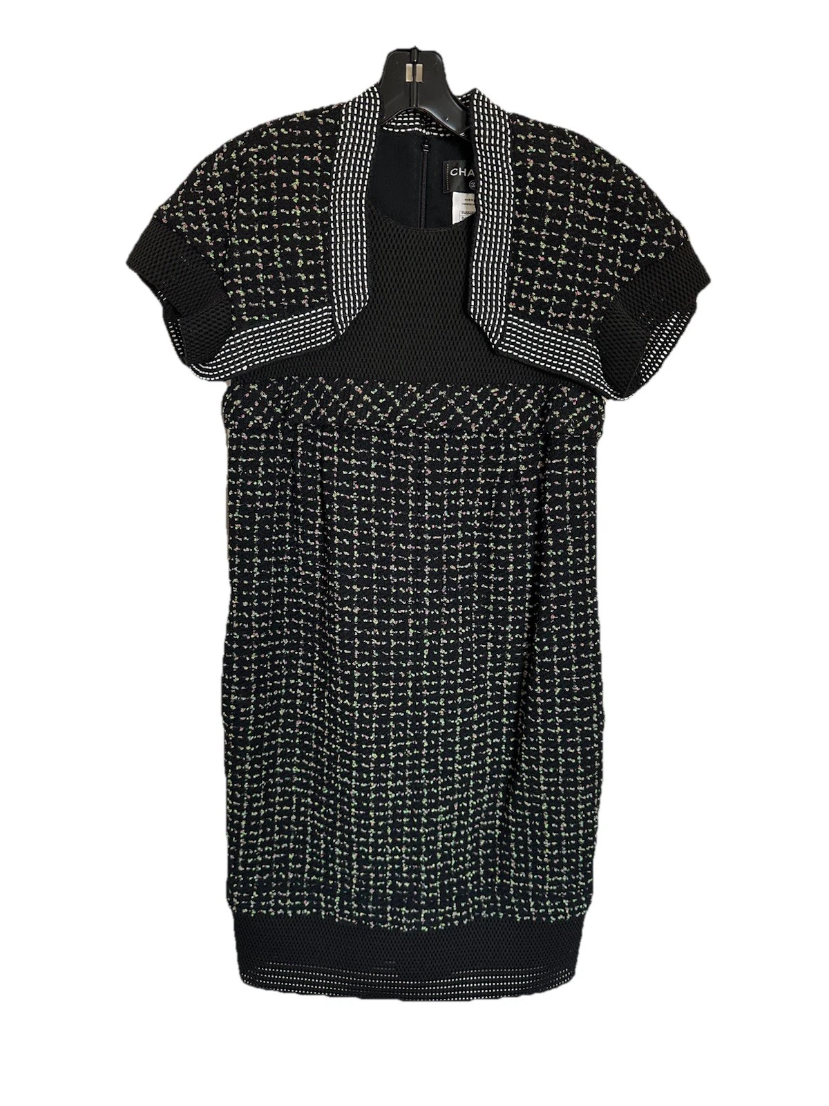 Abito CHANEL misto tweed bolero donna taglia 38 nero e verde