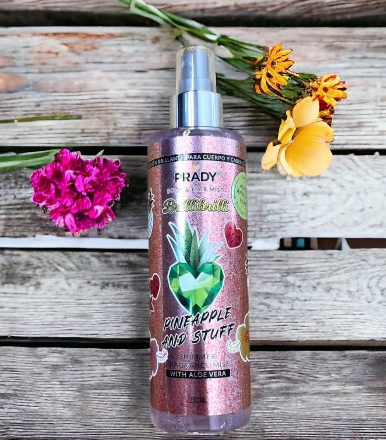 Prady Acqua Body corpo e capelli Hair Shimmer Mist PINEAPPLE AND STUF e glitter