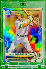 Tyler Soderstrom Rookie Prospect Refractor Card Bowman Chrome Athletics Mint. rookie card picture
