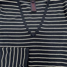 Ralph Ralph Lauren Sweater Dress Womens M Navy Stripe V Neck Long Sleeve Knit