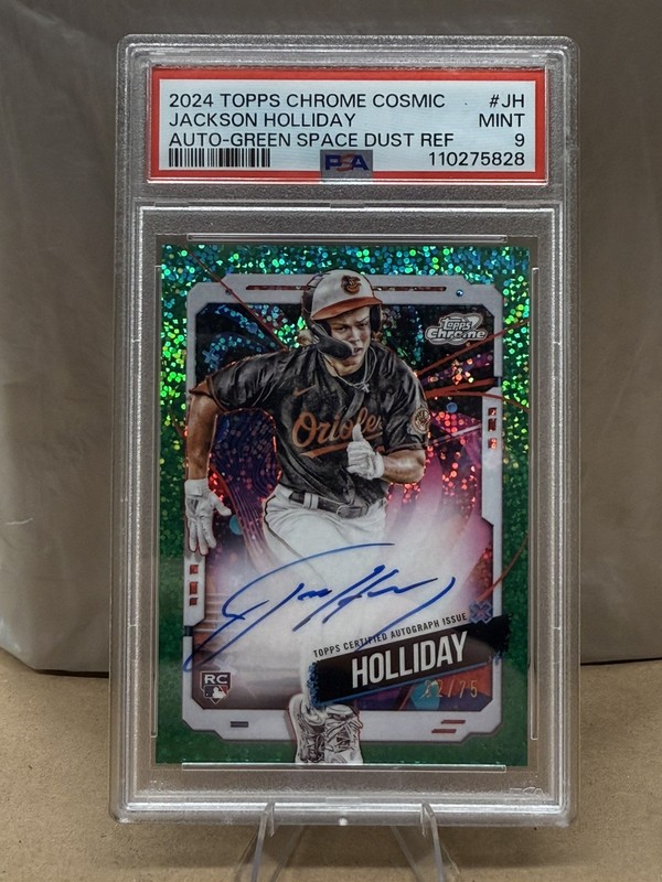 24 Topps Chrome Cosmic Jackson Holliday Auto Green Space Dust RC /75 SND OFFERS
