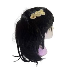 Pearl Hearts Bow Hair Clip Classic Chic Design Elegance Neutral Color