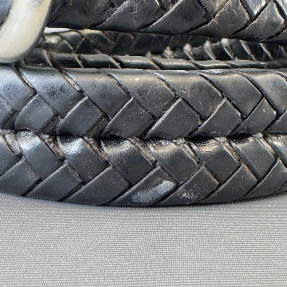 Cinturón trenzado de cuero negro Coach para hombre hebilla de latón talla 40 Foto 4 de 4