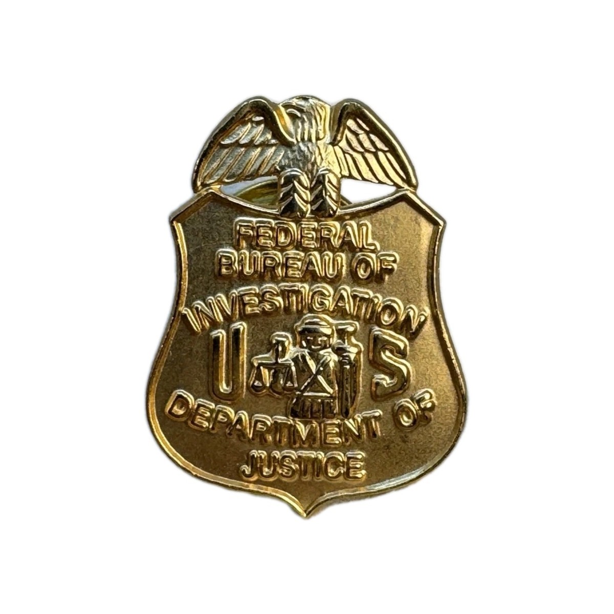 FBI 、襟章ピンバッジ。本物。 FBI Federal Bureau of Investigation Lapel Pin, Badge, Shield, Gold