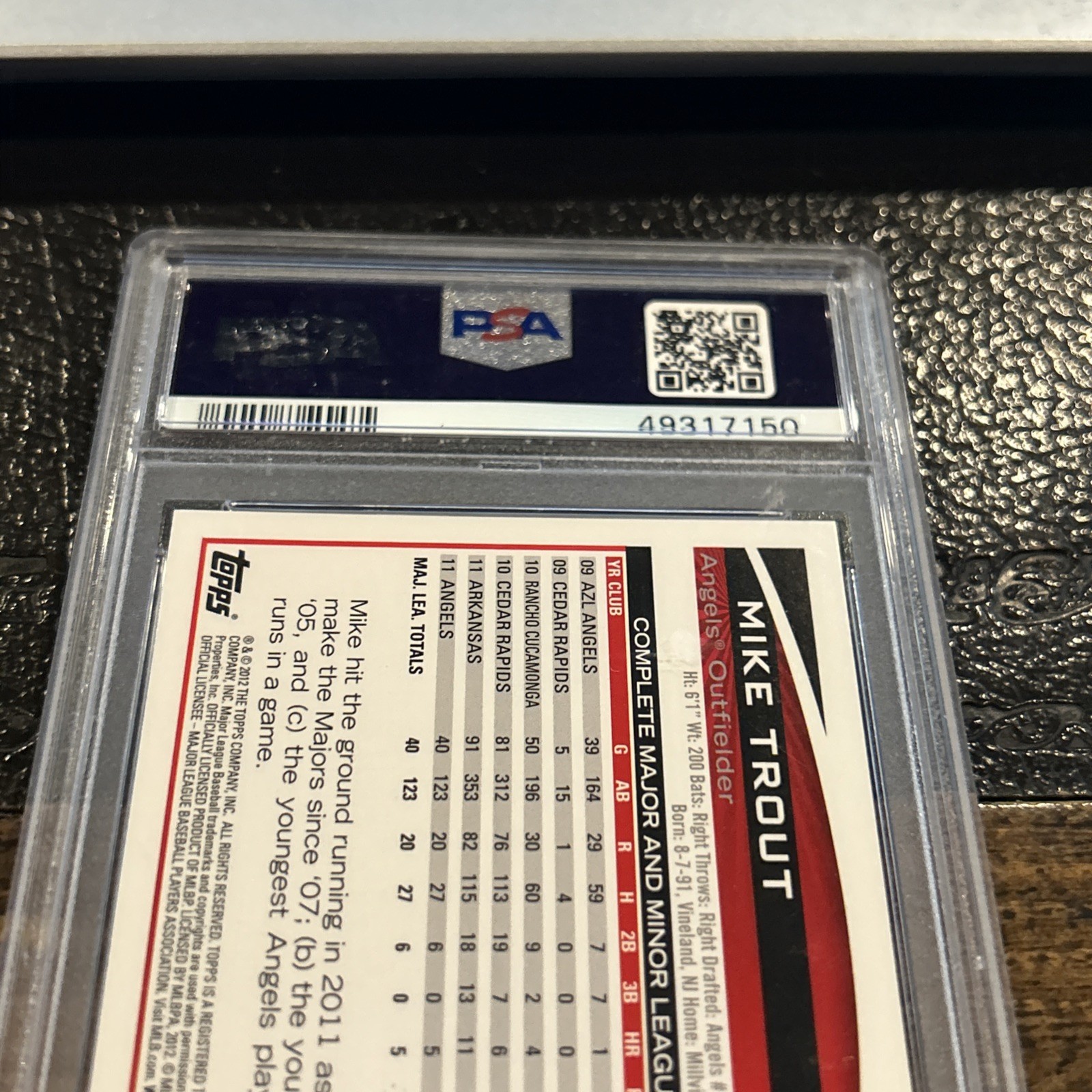 2012 TOPPS #446 MIKE TROUT ANGELS PSA 10 view 8