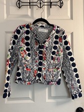 ISANI Quilted Floral Polka Dot Mixed Print Snap Front Jacket Womens Size 0