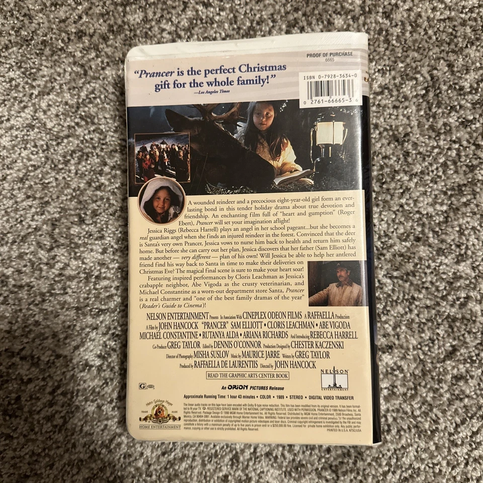 Prancer 1989 VHS Vintage Christmas Movie Classic Holiday Family Video Tape VTG - Image 2 of 4