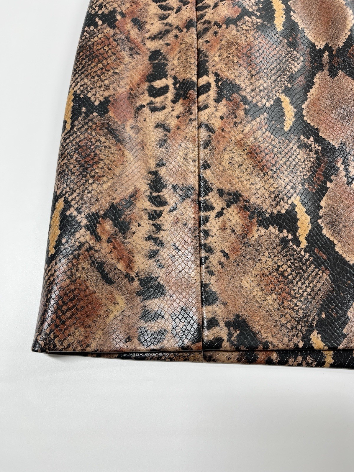 RONNY KOBO Glossy Embossed Python Print Brown Min… - image 4