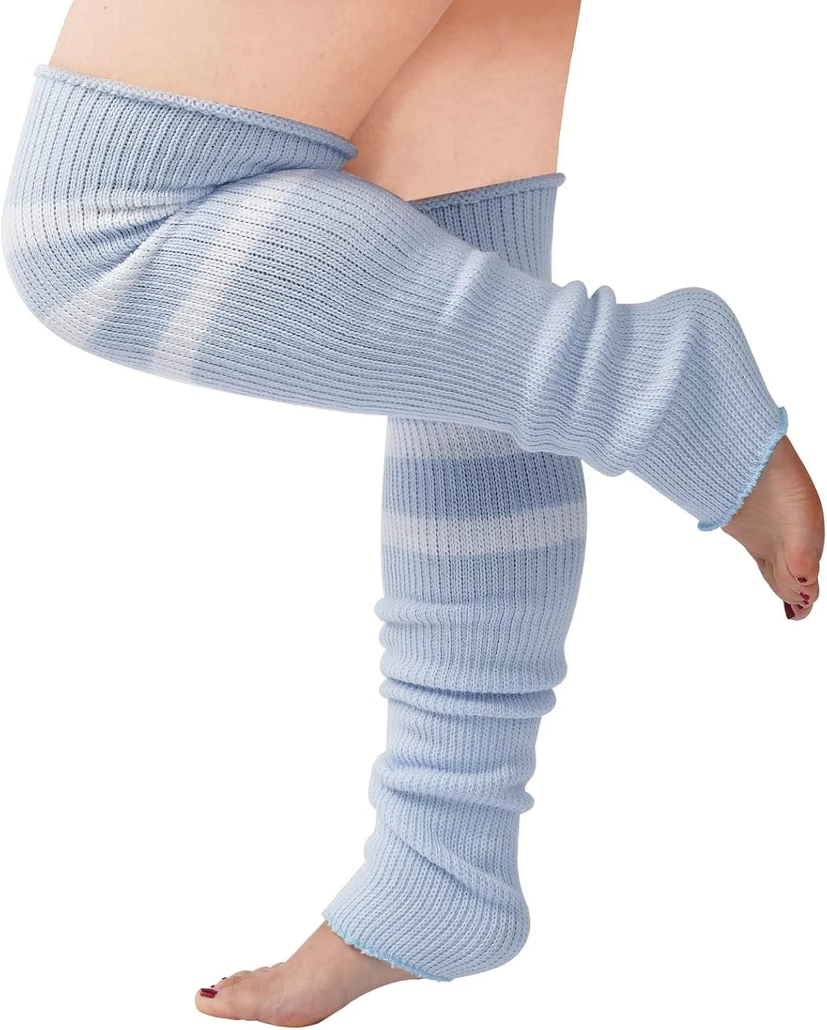 Plus Size Leg Warmers for Women, Long Knit Leg Warmers over Knee Thigh High Sock