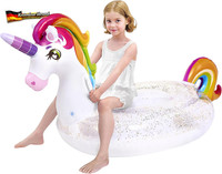 Joyin Wasser Pool Luftmatratze Kinder, Aufblasbare Einhorn Pool Floß Mit Glitzer