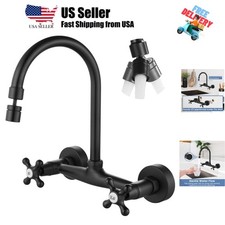 Wall Mount Kitchen Faucet with Sprayer Wall Mounted Kitchen Sink Faucet Doubl...