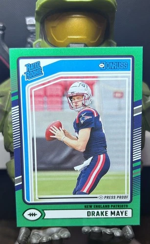 2024 Panini Donruss - Rated Rookie Drake Maye #379 Press Proof Green (RC)