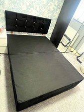 Black Double Divan bed with headboard