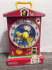 Vintage 1962-1968 Fisher Price MUSIC BOX TEACHING CLOCK 998 Wind-up School House