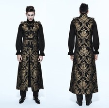 Devil Fashion goth black gold long waistcoat 3XL LARP Steampunk Ren Faire