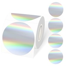 3 Inch Holographic Labels, Circle Direct Thermal 3 inch Holographic Silver