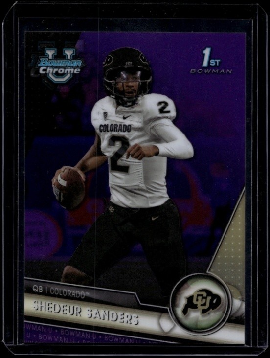 2023 Bowman Chrome University Football Shedeur Sanders #16 Purple Refractor /399