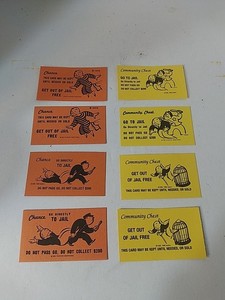Monopoly Get Out of Jail Free Go To Jail Chance & Community Chest Cards 8x Crisp