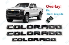 OVERLAY Cover 3PC Matte Black Door Tailgate Colorado Letter Emblem Badge 2023+
