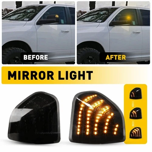 Sequential Amber LED Back Mirror Turn Signal Light Fit DODGE 2010-2018 2500 RAM