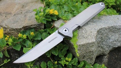 Sanrenmu Flipper Messer 1161-TZ Taschenmesser Tanto S35VN Stahl Beta Plus Titan