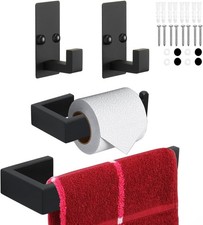 Matte Black 4-Piece Complete Bathroom Accessory Set Towel Bar Hardware Kit