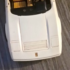 Ferrari Barbie Series Convertible Car Model, White/Black/Tan Plastic