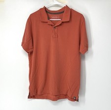 Eddie Bauer men  s Size Large polo shirt Short Sleeve Orange Top Casual
