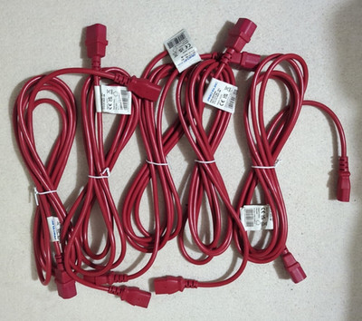 5x Pro-Elec PELB2244 C13-C14 IEC Strom Verlängerungskabel ROT 3m - NEU