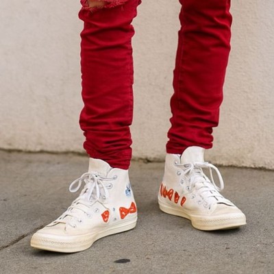 PLAY Comme Des Garcons x Converse White Hearts Sneakers Trainers  Mens Size 9