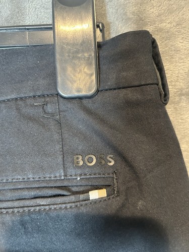 Hugo Boss Kaito Chinos Mens 34 30 Trousers Slim Tapered Dark Black Stretch - 第 4/11 張圖片