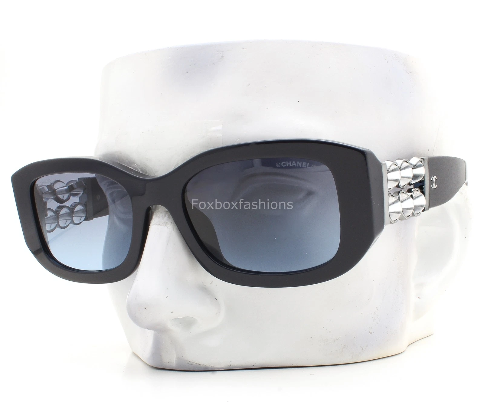 Chanel Sunglasses ch5542A 1462/S2 Dark Blue Clear Rotating Beads with Case