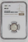 1887 SEATED LIBERTY DIME NGC MS62