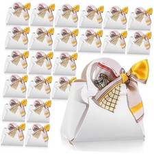 24 Pack Leather Ribbon Candy Bag Gift Bags PU Wedding Gift Bags with Handle