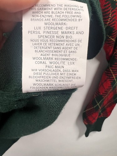 Glenmuir 1/4 Zip Golf Jumper Mens XL Tartan Green Wool - Picture 9 of 9