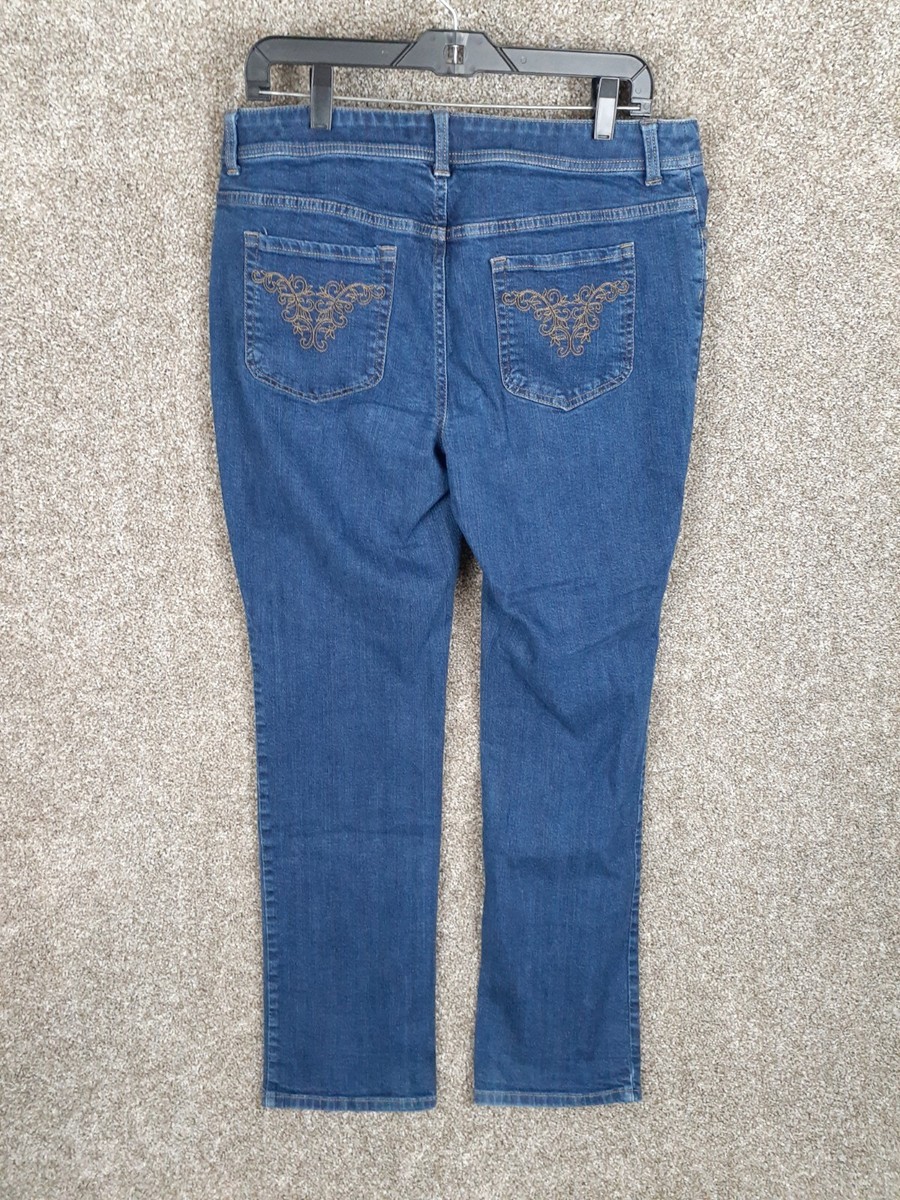 Chicos Straight Leg Jeans Womens 2 Reg Blue Denim Mid Rise Stretch