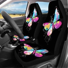 Butterfly Printed Polyester Car Front Seat Cover 2-piece Universal Car Set Butterfly Printed Polyester Car Front Seat Cover 2-piece Universal Car Set