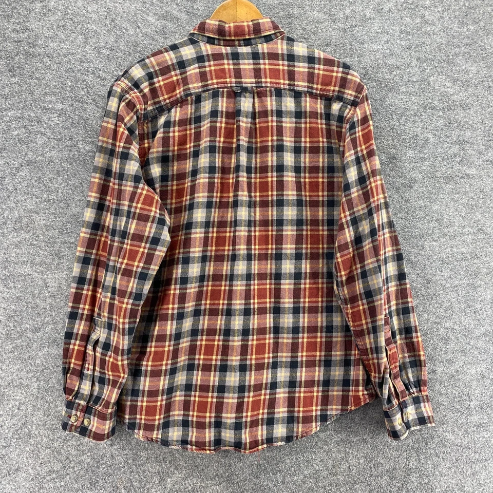 Camisa Eddie Bauer Hombre L Grande Marrón A Cuadros Cuello Abotonado Manga Larga Algodón Foto 2 de 4