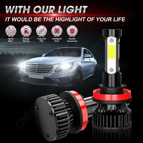 For 2008-2014 Cadillac CTS Sedan 6X 8000K LED Headlight Bulbs Hi/Lo + Fog Light - Picture 7 of 12