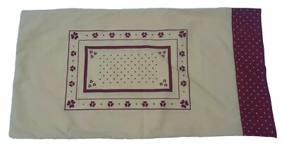1- Pillow Case (king) Vintage Cotton County Print Pillow Sham Cover Tan Burgundy
