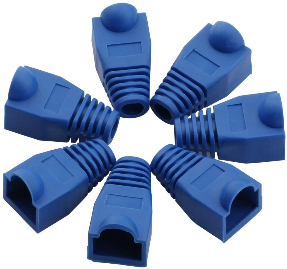 Cat5e Cat5 Cat6 RJ45 Boot End Cap Blue Connector Modular Head Plug Cable Lot - Image 3 of 4