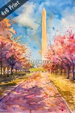 Washington Monument watercolor Art 4x6 Print