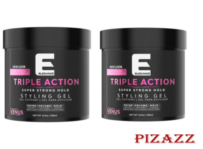 2x Elegance Hair Gel Triple Action Venus Styling 16.9fl oz/ 500ml = 1000mL