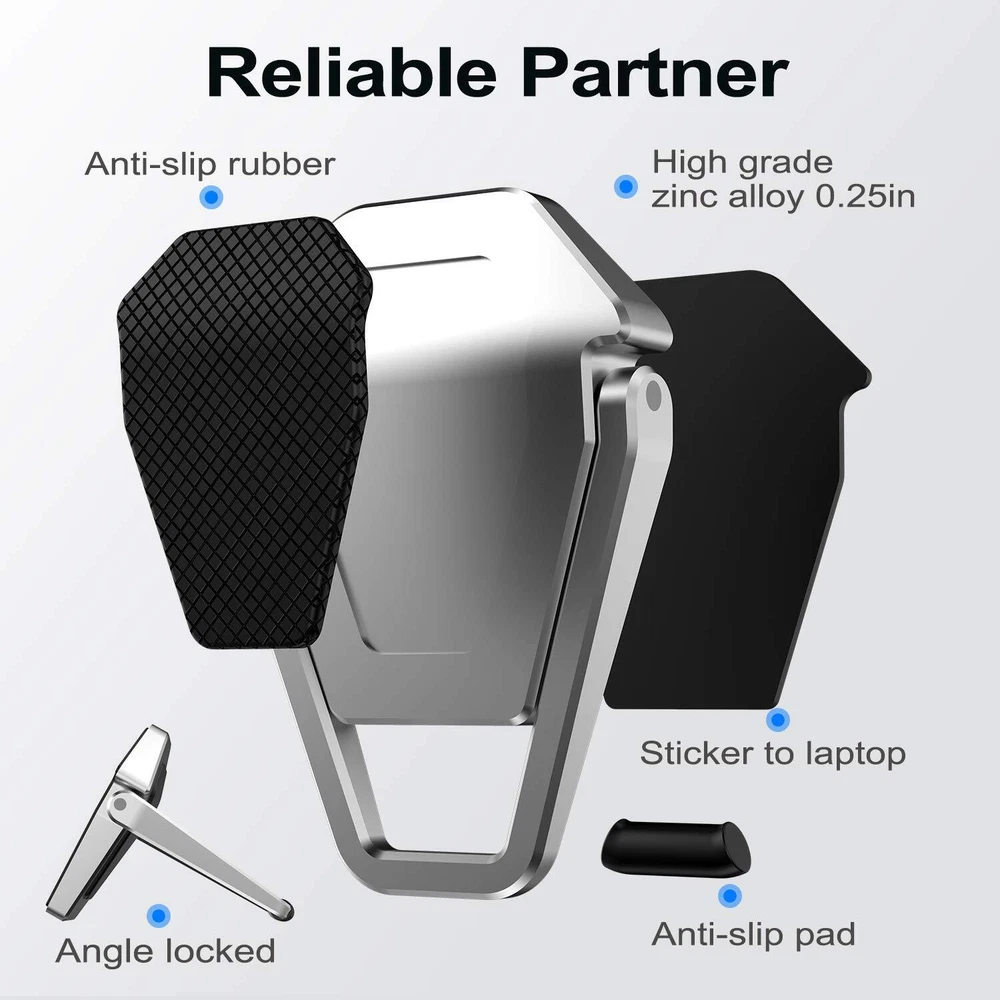 Portable Zinc Alloy Laptop Stand with Anti-Slip Desk Riser