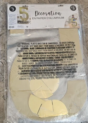 Decoración #5 Tono Dorado Cumpleaños Aniversario Soporte Solo Plástico Corrugado Fiesta Foto 2 de 4