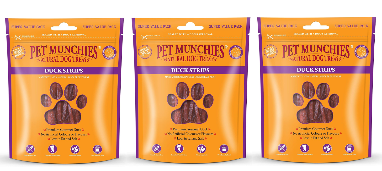 PET MUNCHIES DUCK STRIPS DOG PUPPY TREATS CHEWS VALUE PACK LOW FAT 320G - Image 5