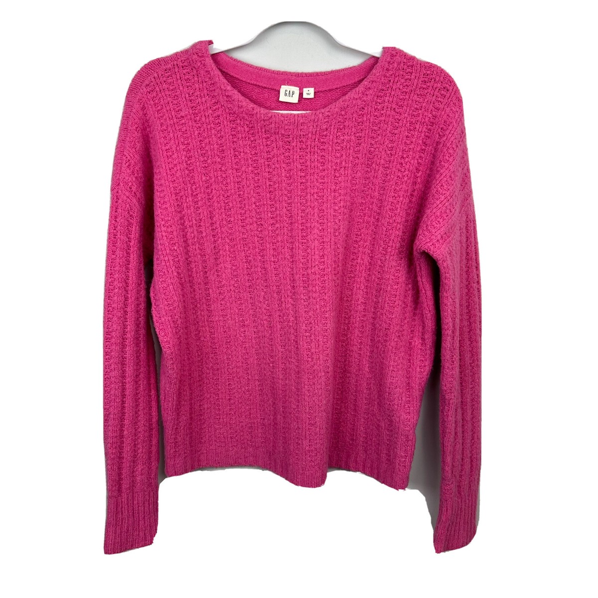 Gap Sweater Womens Small Hot Pink Knit Wool Nylon Blend Barbie  