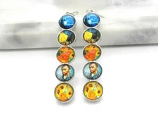 New Van Gogh Collage Earrings Women Dangle Pierced Paintings